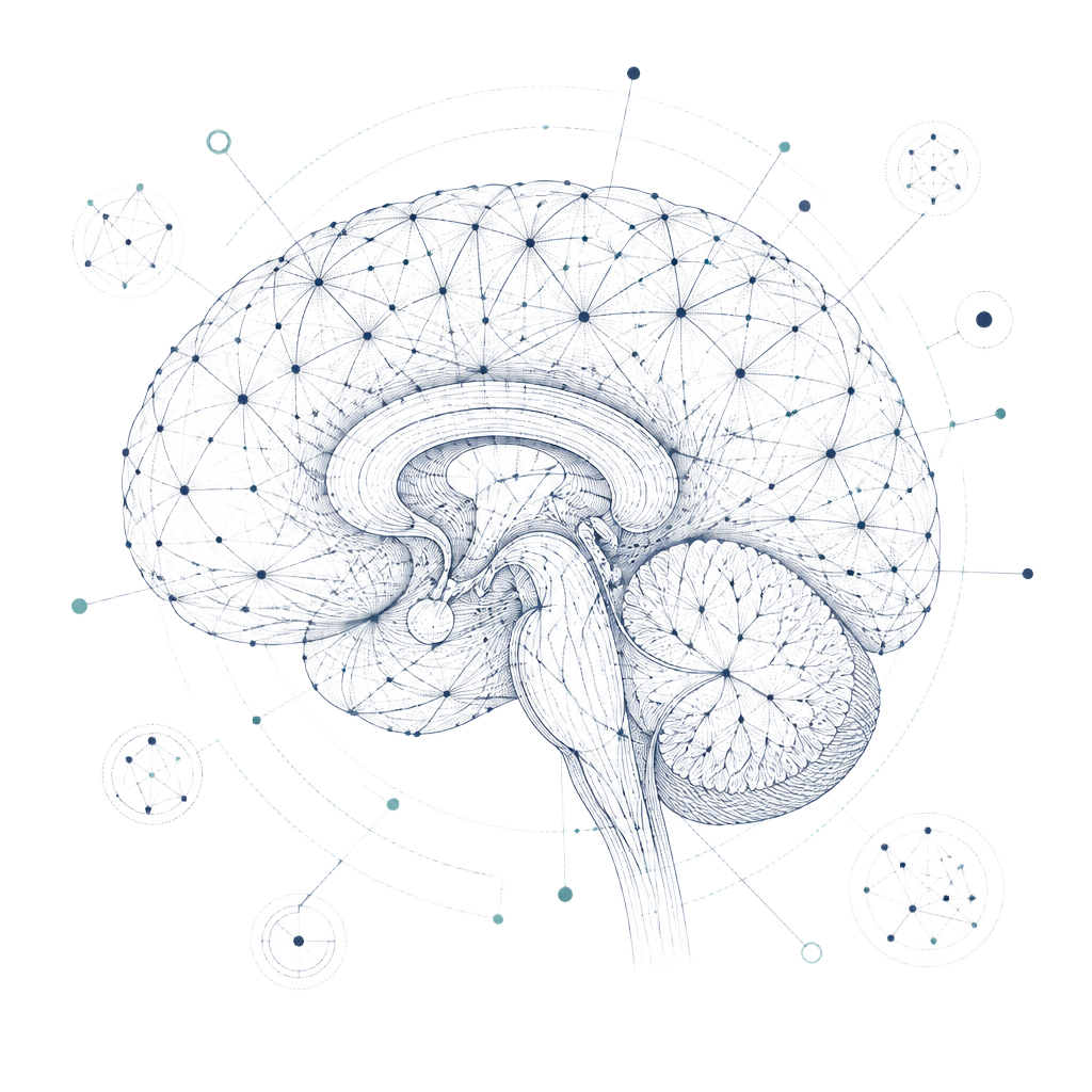 Abstract neural network diagram of the human brain